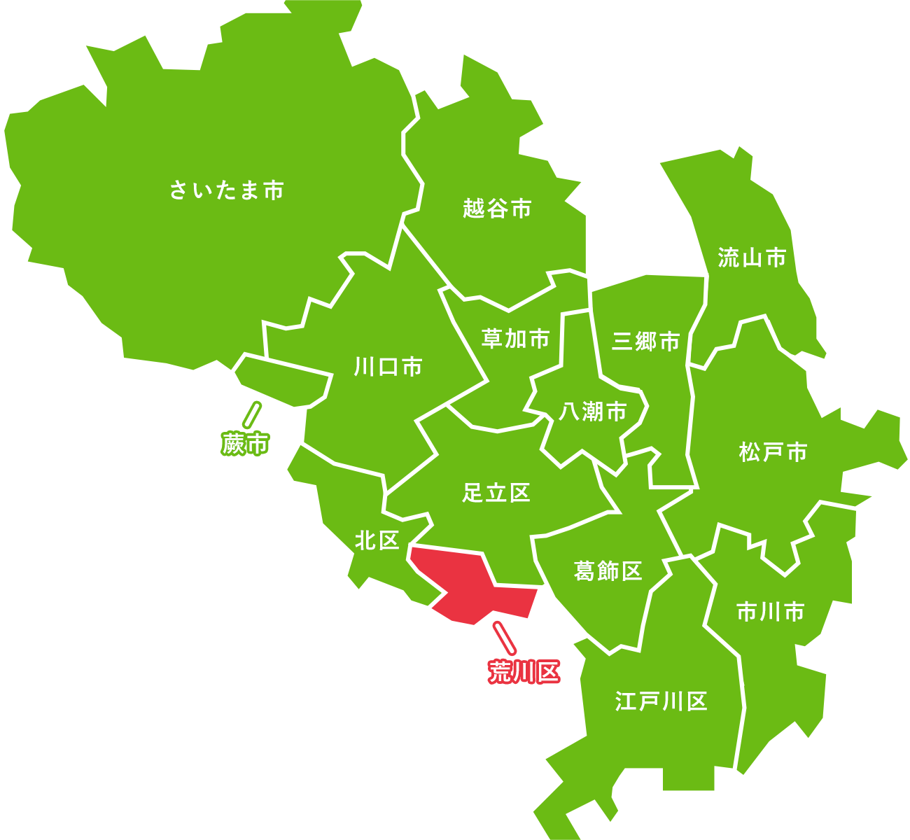 荒川区の地図